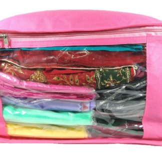 Large 8.5 inch Height Non Woven Saree Cover Pink