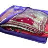 Non Woven Top Transparent Saree Cover 2 inch Height - Purple