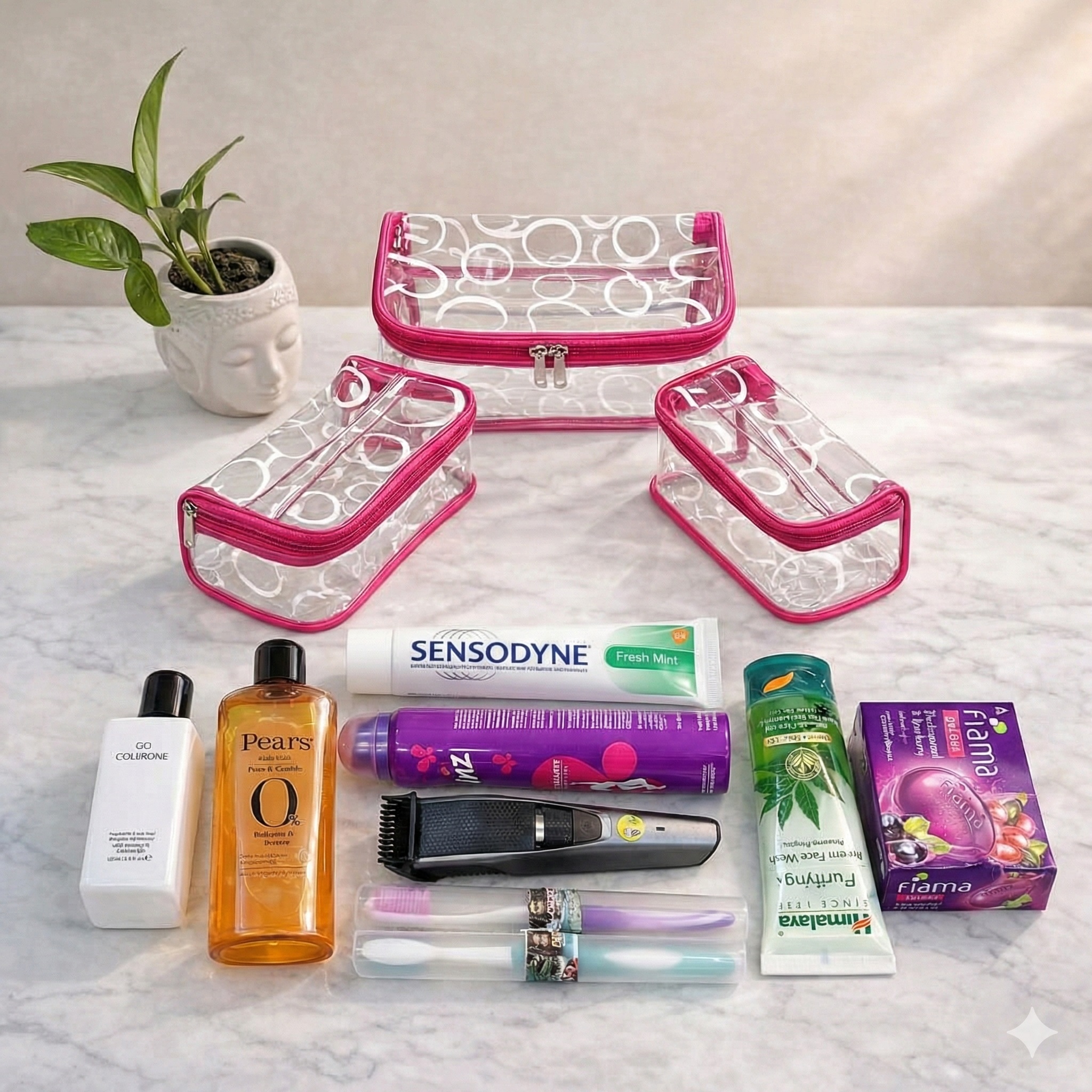 Printed PVC Travel friendly Toiletries pouch 3 pcs set (Code: T008)