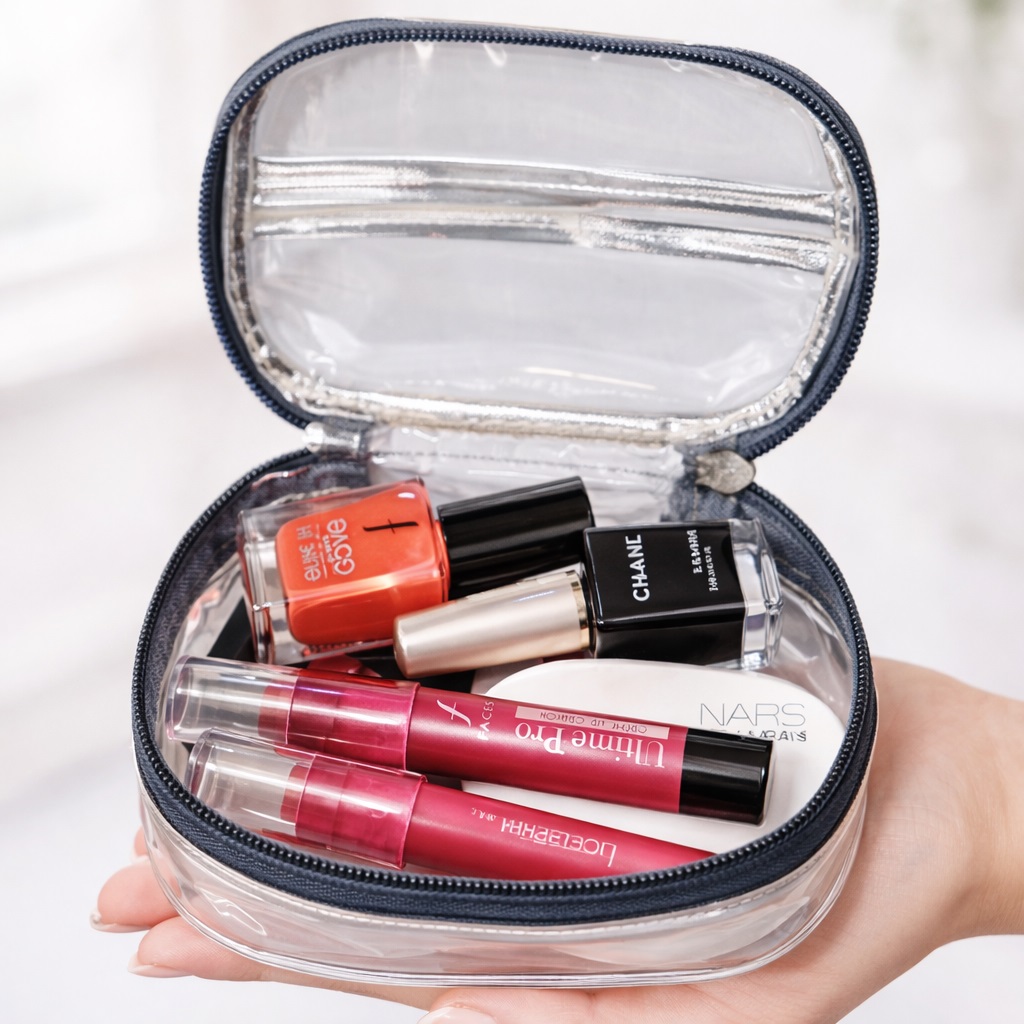 Transparent PVC Mini Multipurpose Pouch Travel Portable Makeup & Accessories Storage (Code: T003) - Image 2