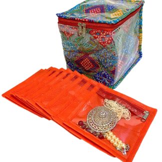 Addyz Detachable Bandhej Printed 10 Slots Jewellery Travel Kit (Code: T043)