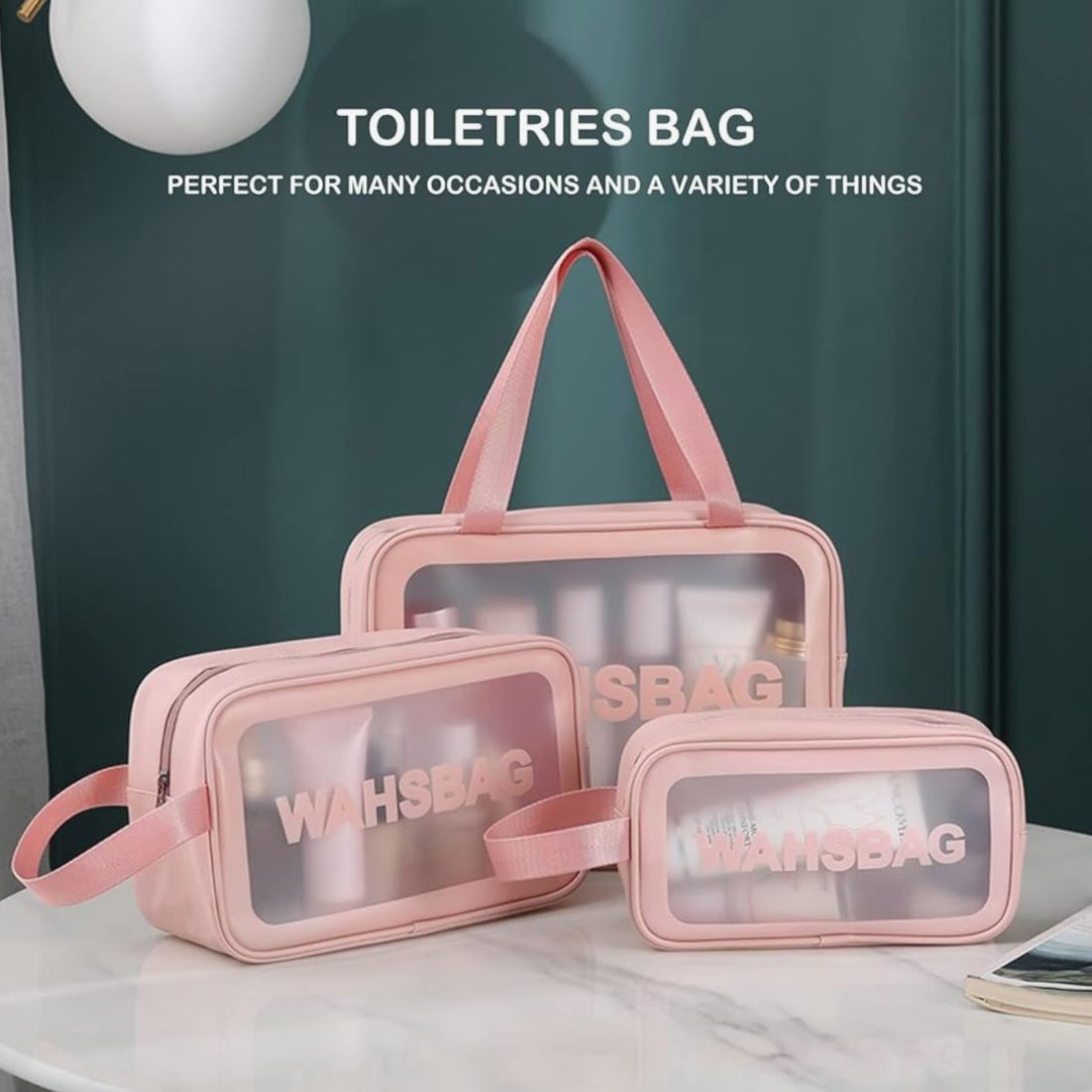 Toiletries Travel Kit Cosmetic Bags Portable Case Carry Pouch Washbag - Set of 3 - Pink (Code: T045)