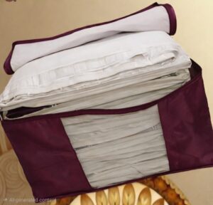 Satin Saree Cover with 12 Detachable Flaps - Purple (Code: S028)