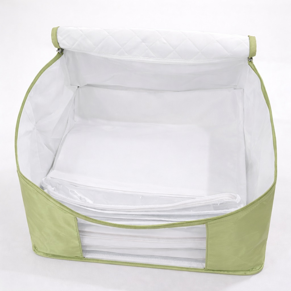 Satin Saree Cover with 12 Detachable Flaps - Sage Green (Code: S028) - Image 2