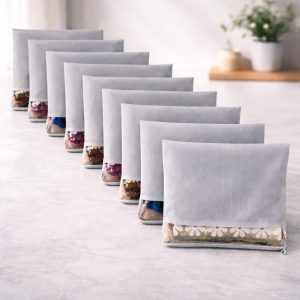 Single Non Woven Grey Flaps Saree Packing Bags – Pack of 12 (Code: S034)